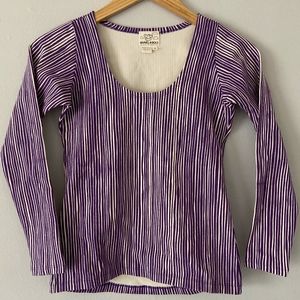 NWOT Gravel & Gold Scoop Stripe Graphic Print Long Sleeve Tee Top XS